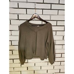 Lazy Sundays Green Waffle Top Womens Small